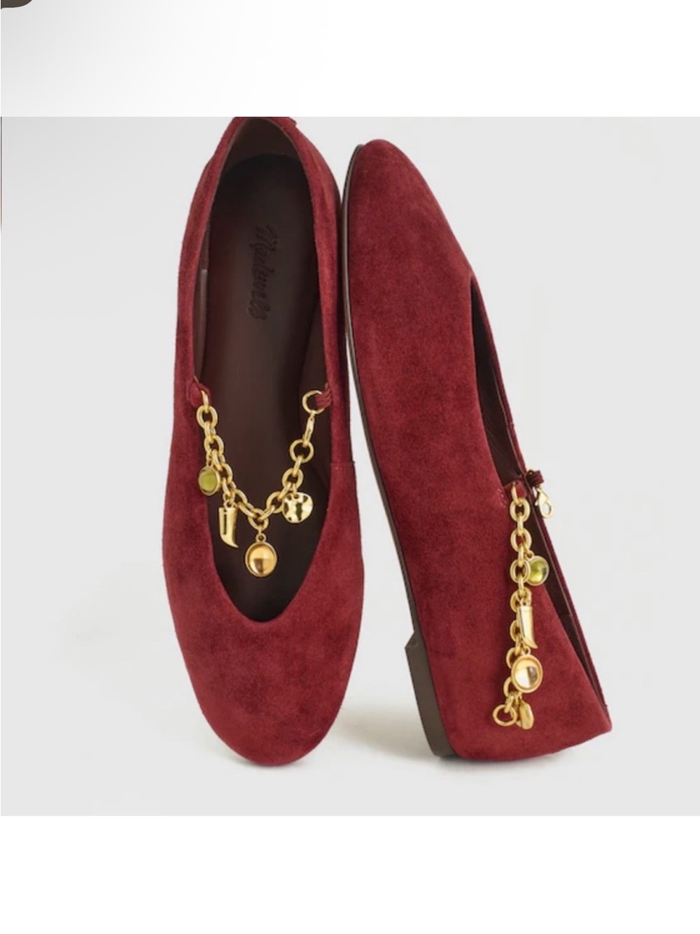 Madewell The Remy Burgundy Maroon Suede Chain Mary Jane Flat - NEW $168 - Picture 2 of 4